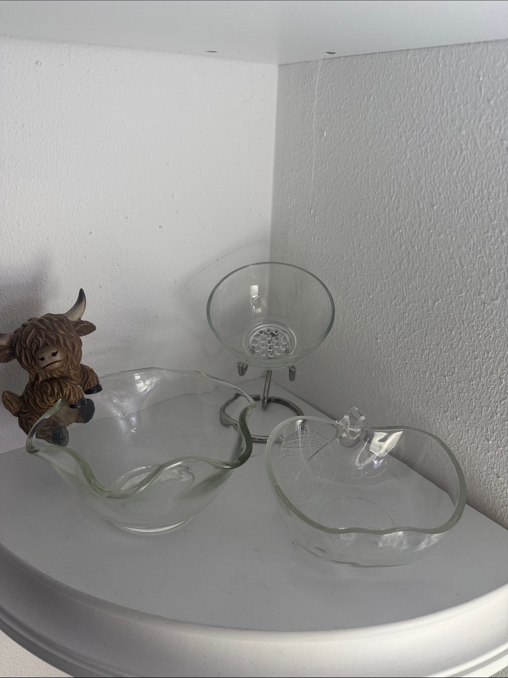 Vintage Set of Three Clear Glass Decorative/ Candy Bowls